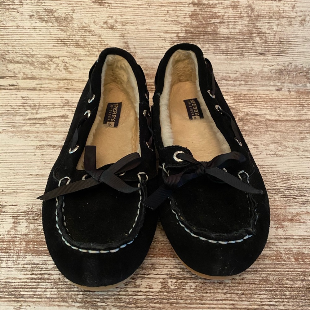 Black Sperry Top Sider Moccasins. Like New. Size 7